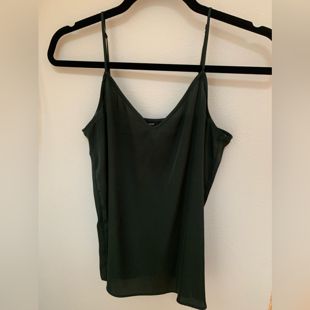 Quince Silk Cami Tank XS Forest Green